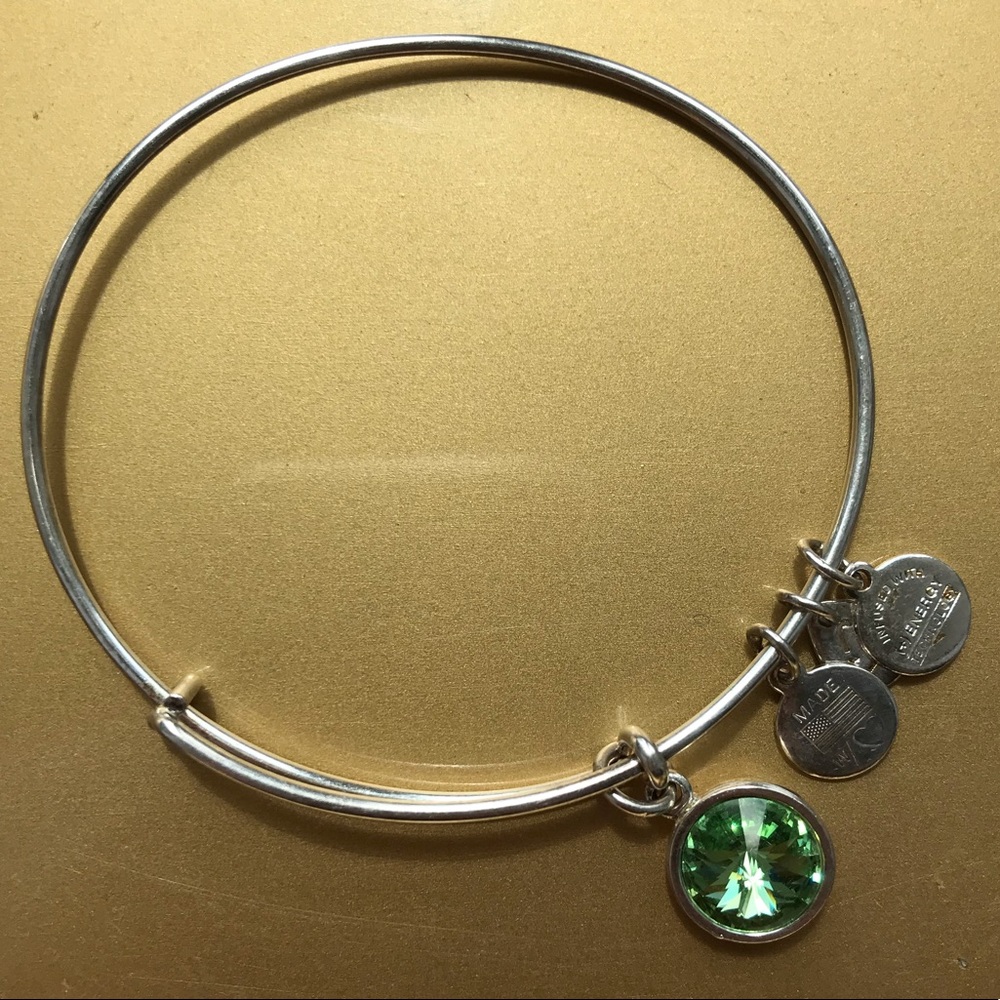 Silver Alex and Ani Emerald May Emerald Bangle